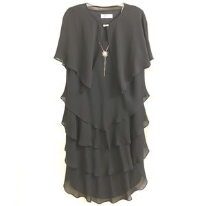 Patra Black Dress Size 2X Layered Ruffles Evening